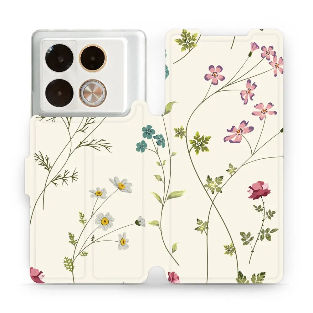Handyhülle mit klappe für Infinix Note 40 Pro, Mobiwear Book, Feldblumen