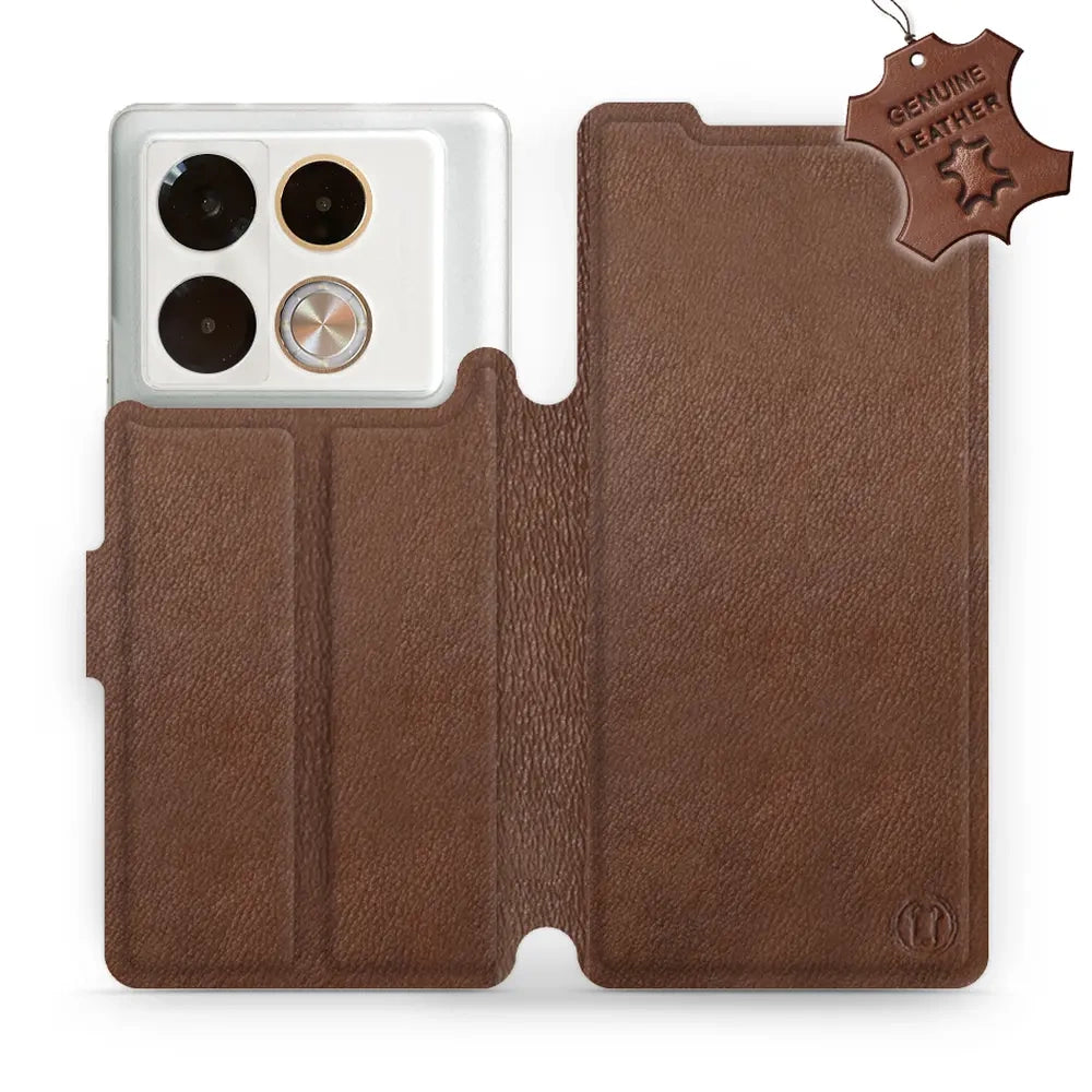 Echtleder Handyhülle für Infinix Note 40 Pro, Mobiwear Leather, Braun