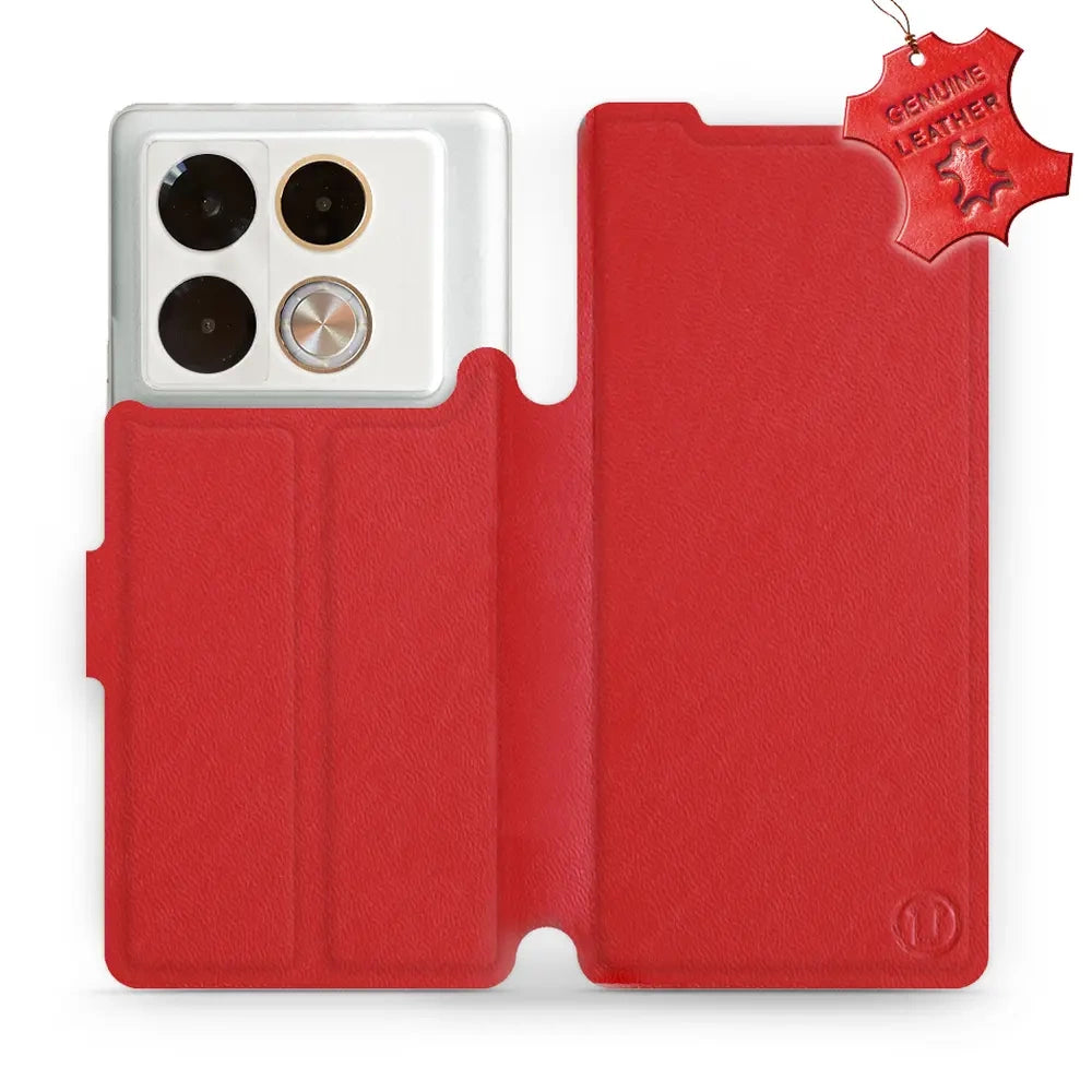 Echtleder Handyhülle für Infinix Note 40 Pro, Mobiwear Leather, Rot