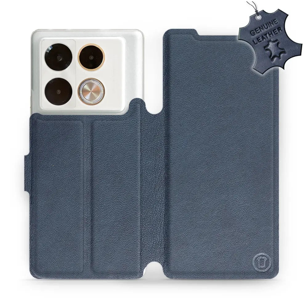 Echtleder Handyhülle für Infinix Note 40 Pro, Mobiwear Leather, Dunkelblau