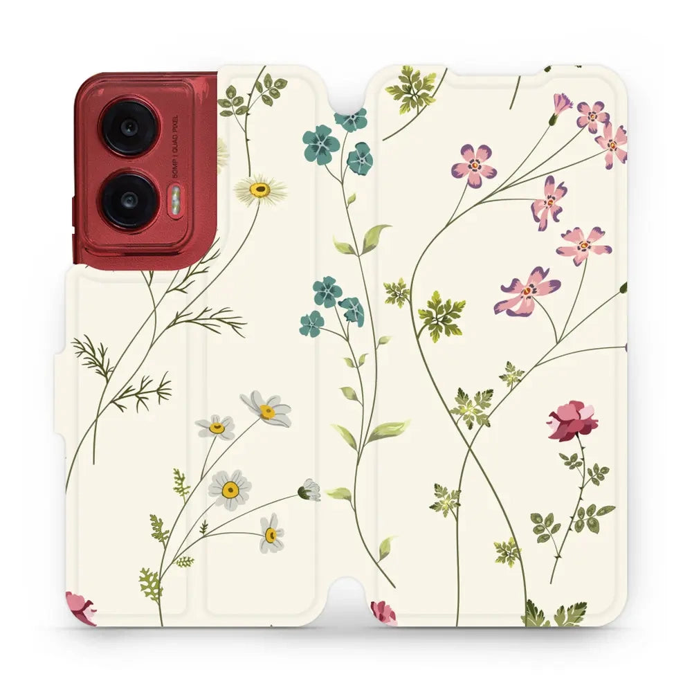 Handyhülle mit klappe für Motorola Moto G35 5G, Mobiwear Book, Feldblumen