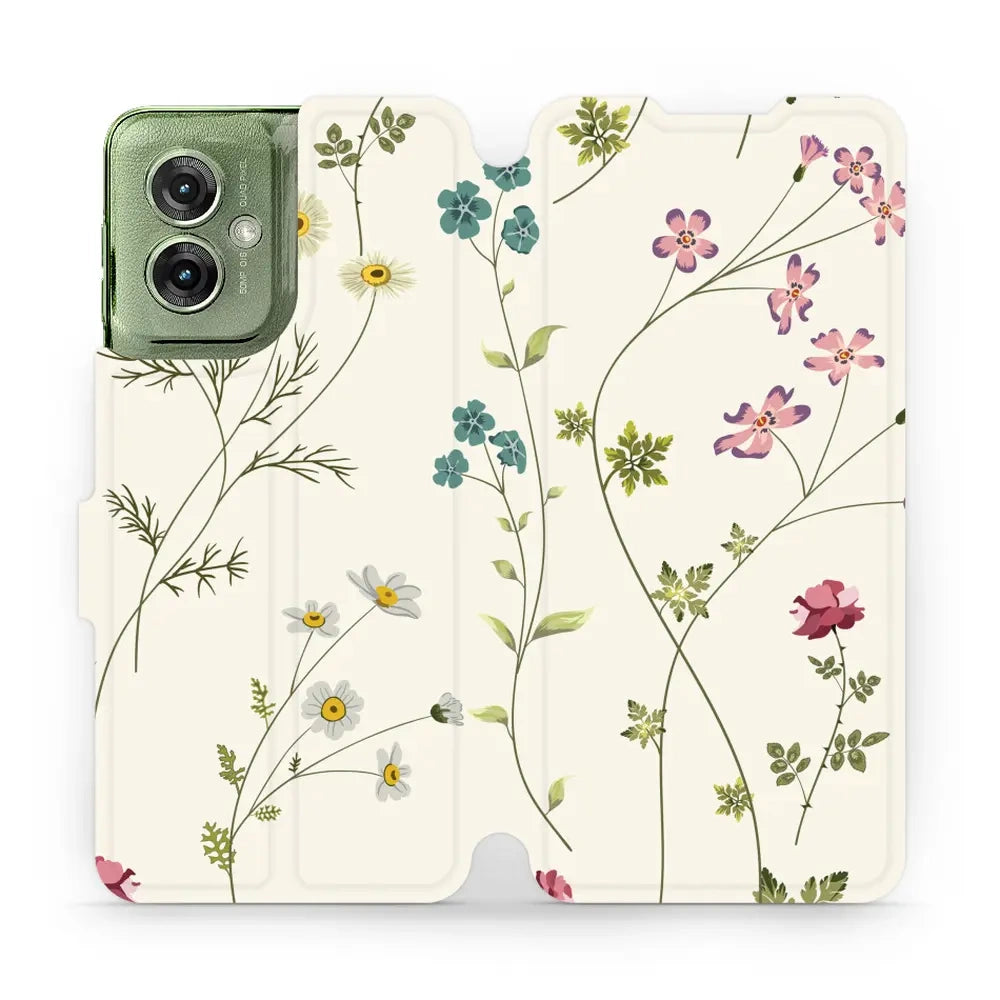 Handyhülle mit klappe für Motorola Moto G55 5G, Mobiwear Book, Feldblumen