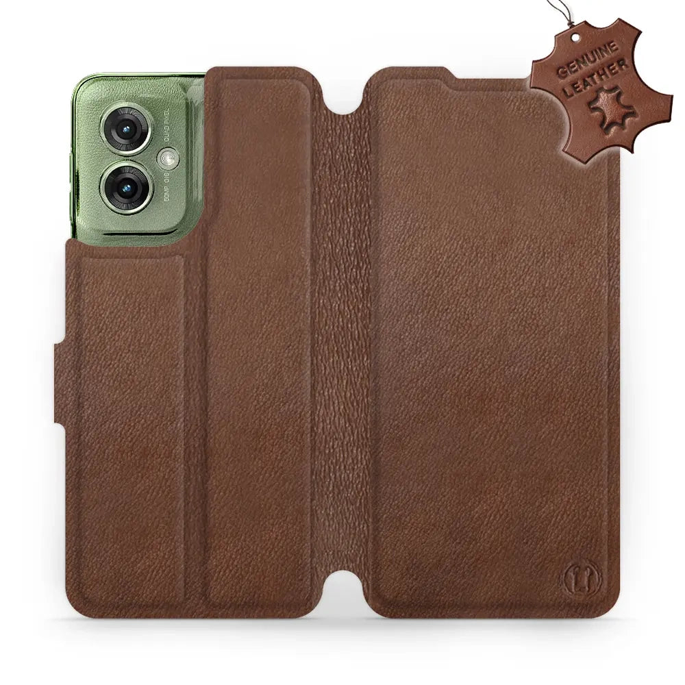 Echtleder Handyhülle für Motorola Moto G55 5G, Mobiwear Leather, Braun