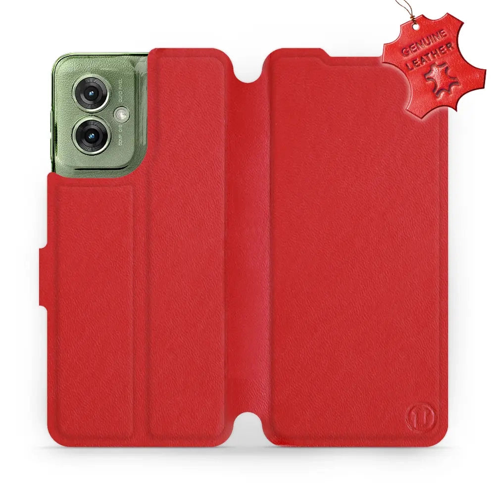 Echtleder Handyhülle für Motorola Moto G55 5G, Mobiwear Leather, Rot