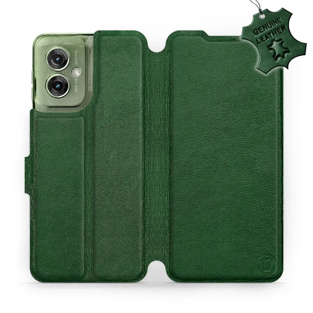 Echtleder Handyhülle für Motorola Moto G55 5G, Mobiwear Leather, Grün