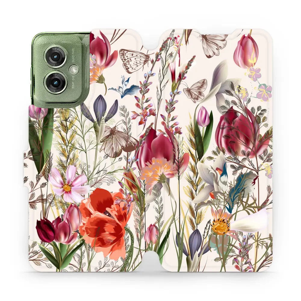 Handyhülle mit klappe für Motorola Moto G55 5G, Mobiwear Book, Blumenstrauß