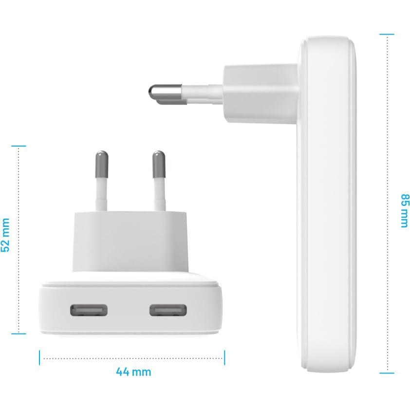 Ladegerät Fixed Slim Gan Charger 45W PD 3.0 2x USB-C, Weiß