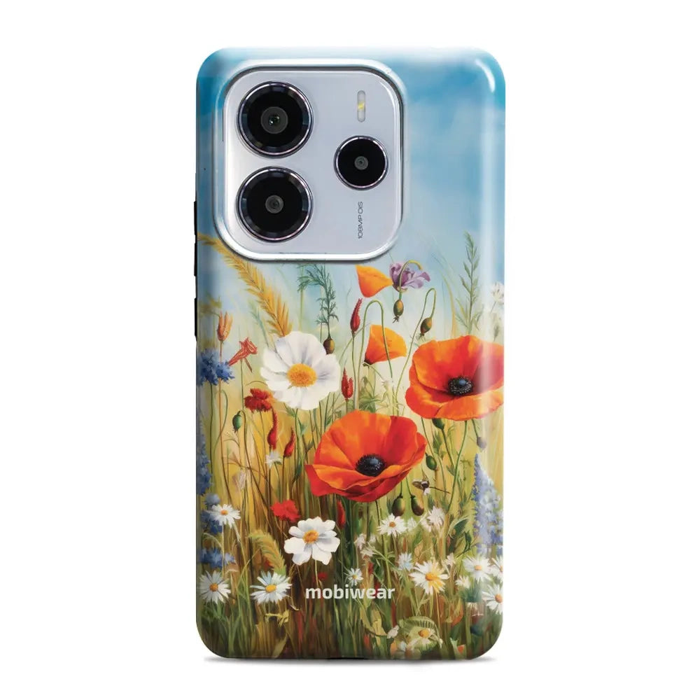 Handyhülle für Xiaomi Redmi Note 14 5G, Mobiwear Elite Pro, Wiesenblumen