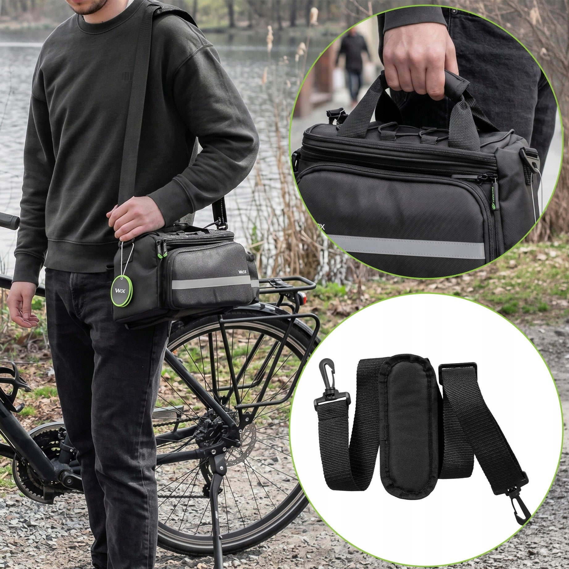 Fahrradtasche für den Gepäckträger mit Seitentaschen, Vayox VA0449 10 - 29L, Schwarz