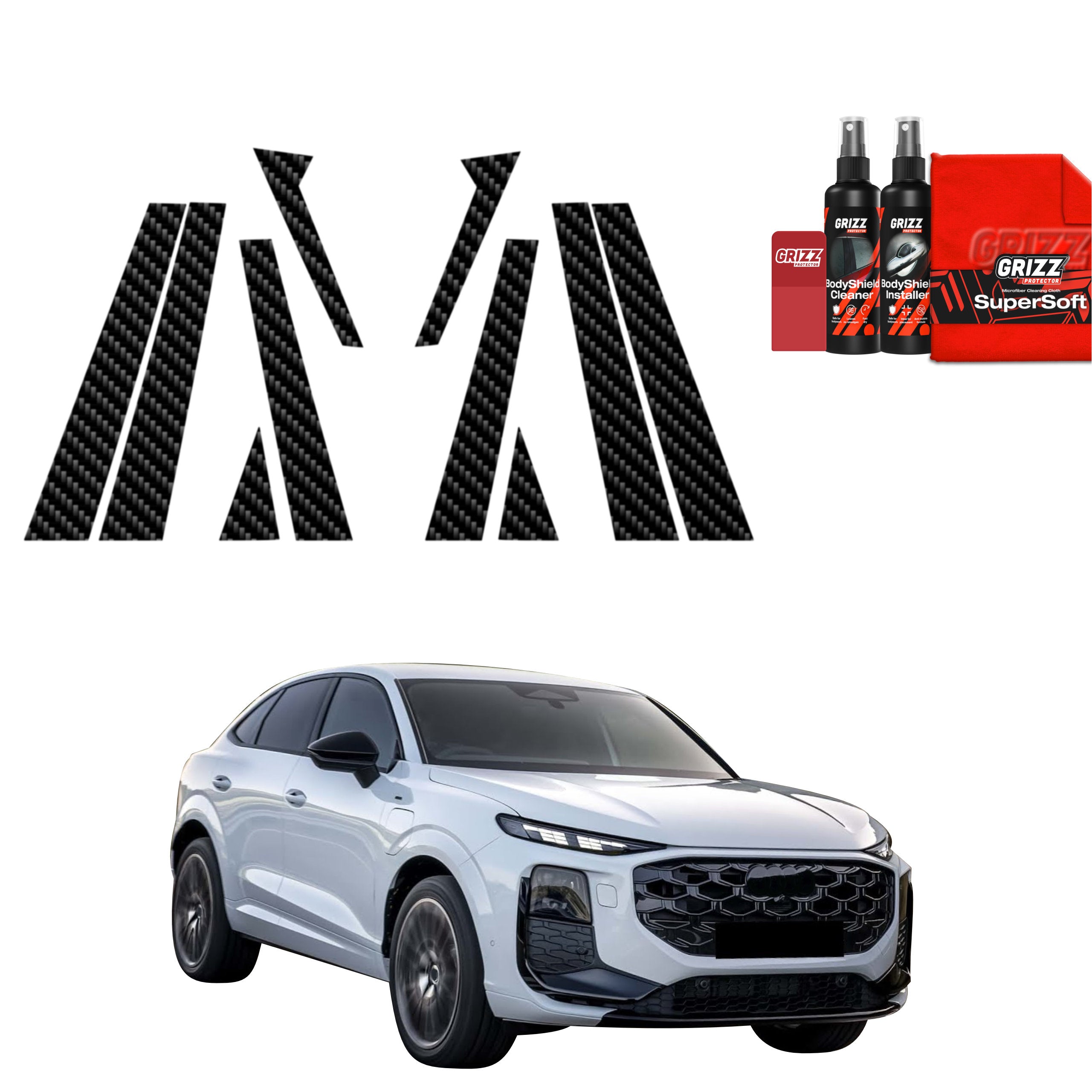 10in1 Kohlenstoff Schutzfolie Grizz Protector für B-C-Säule - Audi Q3 Sportback (2025-2026)