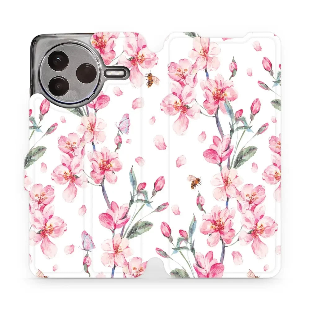 Handyhülle mit klappe für Xiaomi POCO F7 Pro, Mobiwear Book, Rosa Frühling