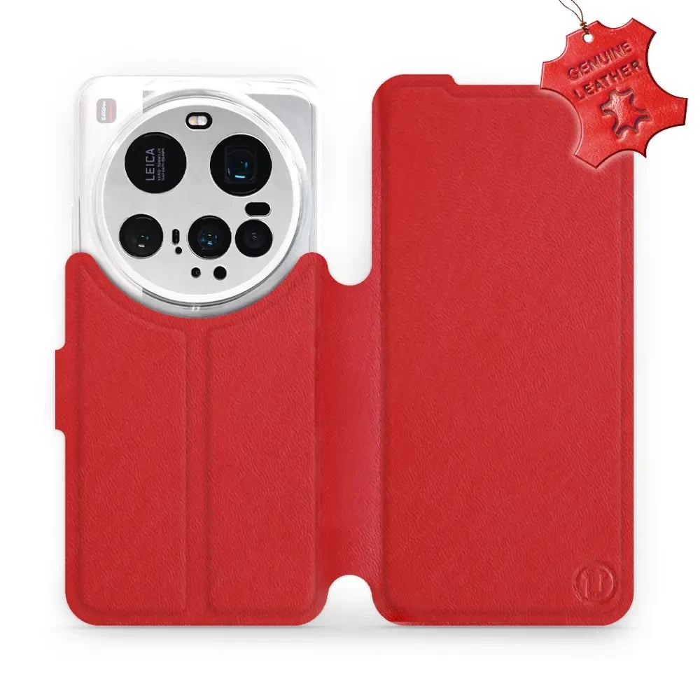 Echtleder Handyhülle für Xiaomi 15 Ultra, Mobiwear Leather, Rot