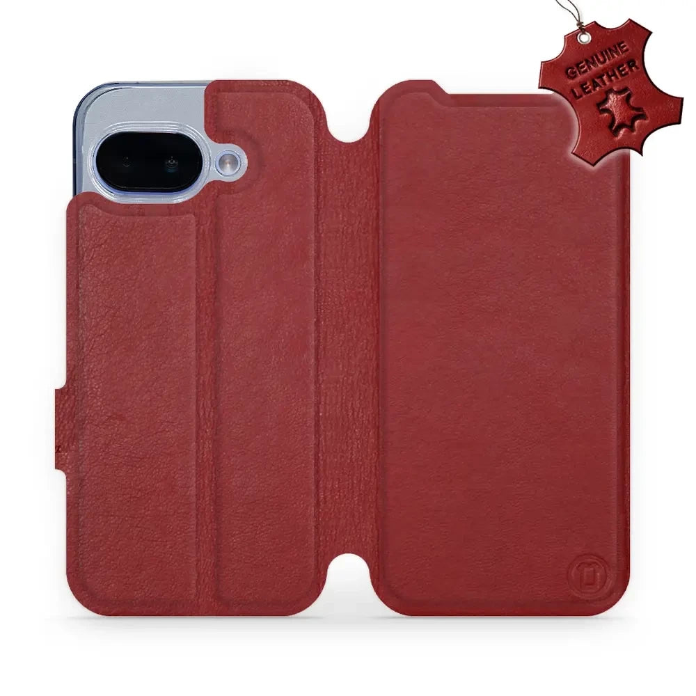 Echtleder Handyhülle für Google Pixel 9a, Mobiwear Leather, Dunkelrot