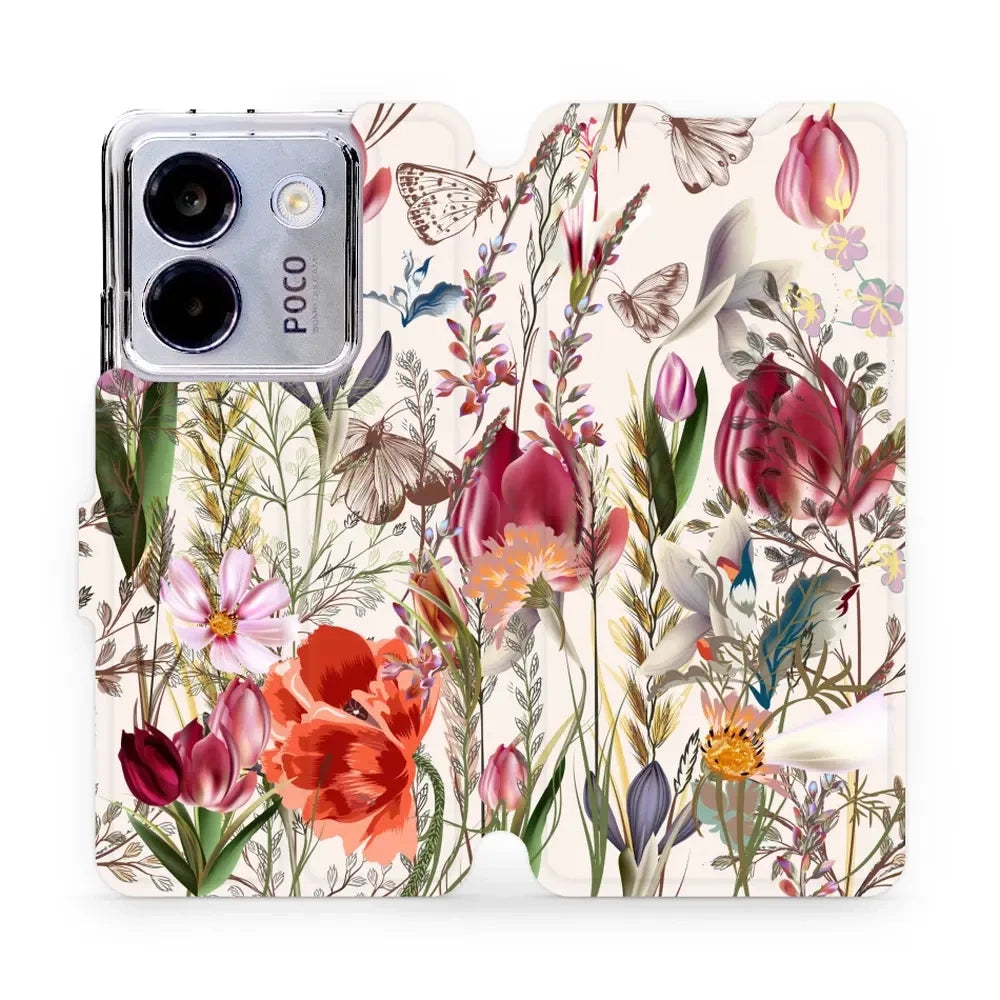 Handyhülle mit klappe für Xiaomi Poco M7 Pro 5G, Mobiwear Book, Blumenstrauß