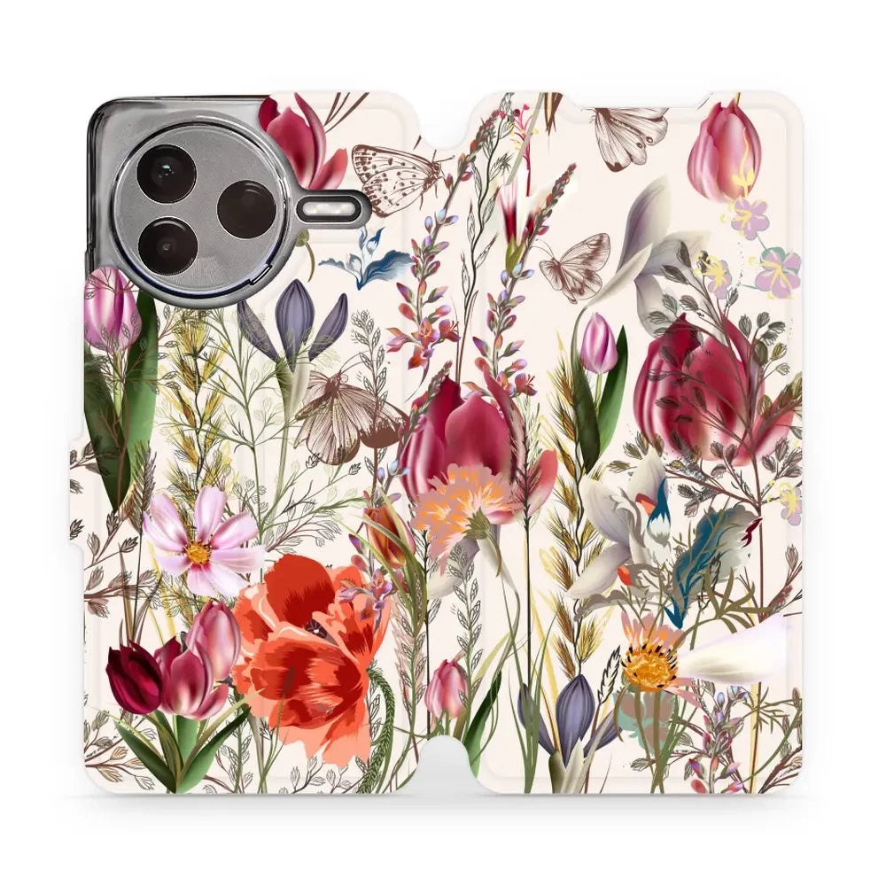 Handyhülle mit klappe für Xiaomi POCO F7 Pro, Mobiwear Book, Blumenstrauß