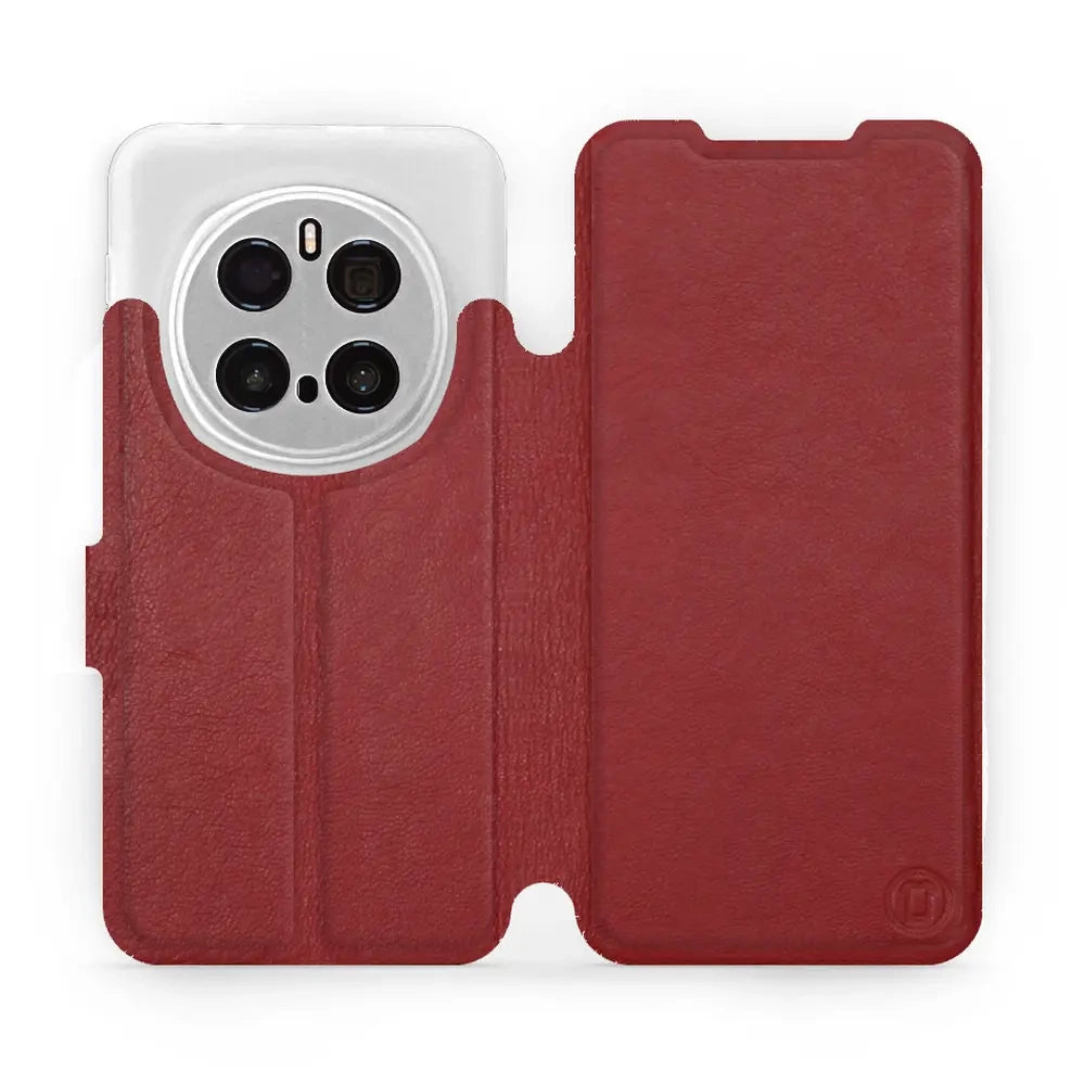 Echtleder Handyhülle für Honor Magic7 Pro, Mobiwear Leather, Dunkelrot