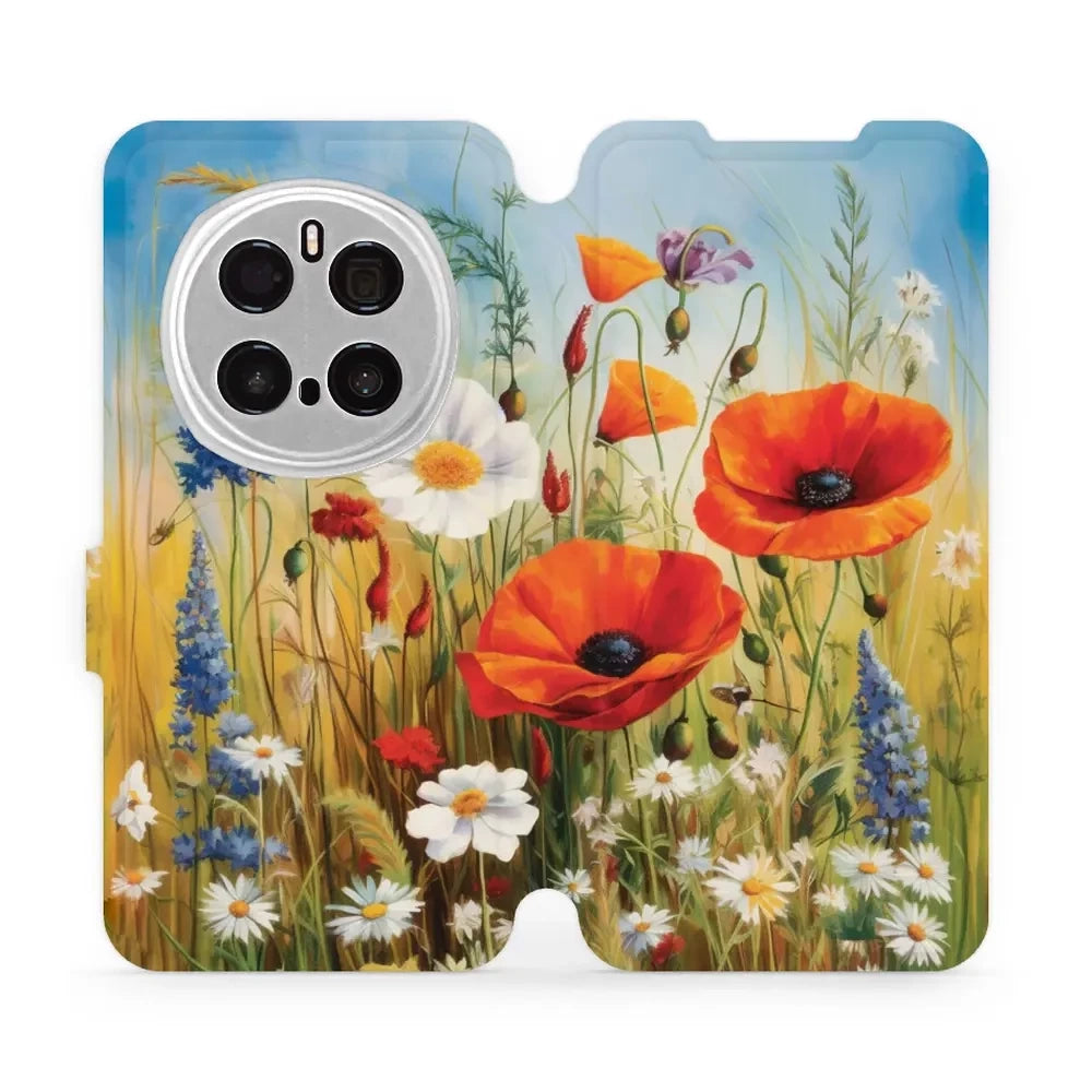 Handyhülle mit klappe für Honor Magic7 Pro, Mobiwear Book, Wiesenblumen