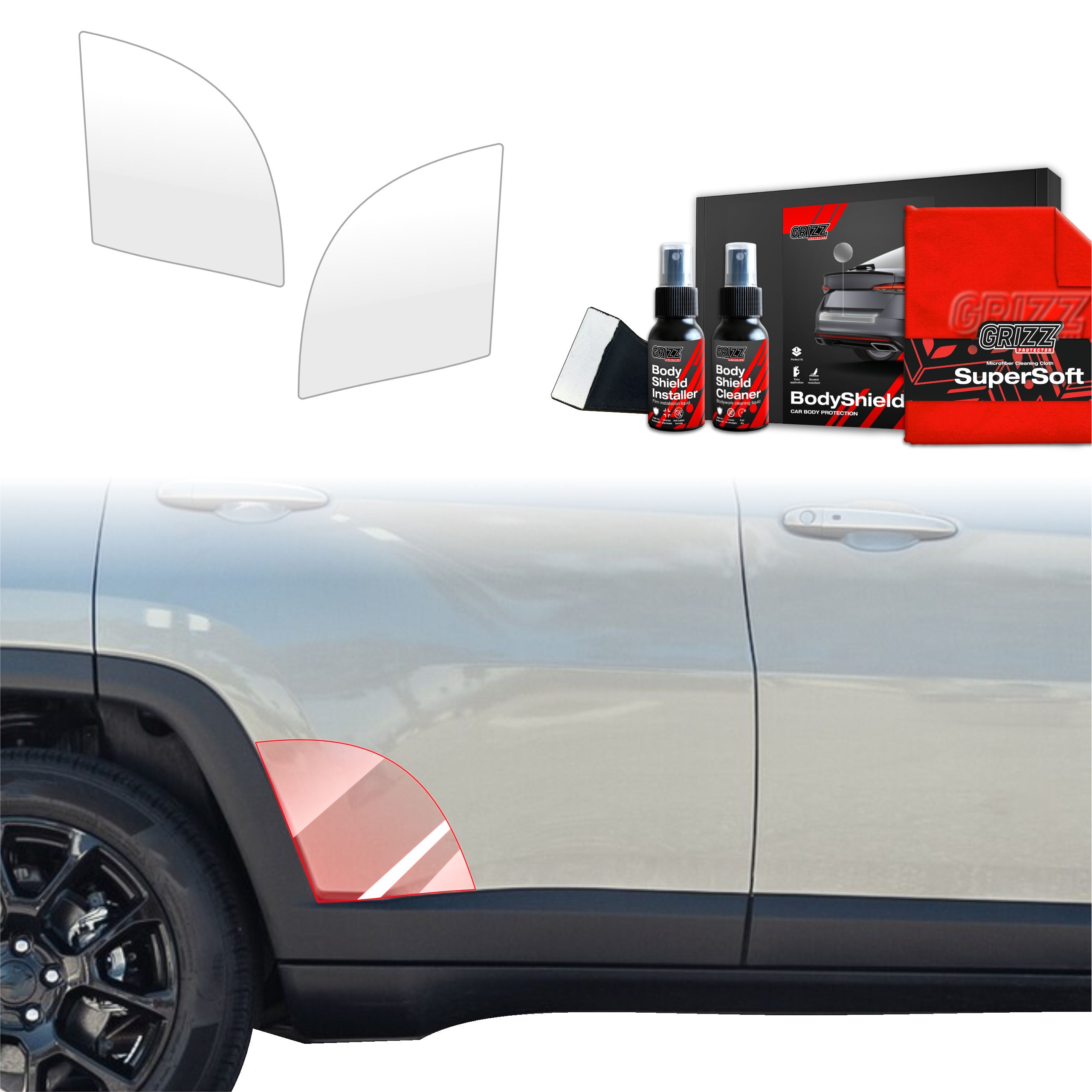 2in1 Schutzfolie Grizz Protector für hinteren & vorderen Seitenschwelle - Jeep Compass (2020-2024)