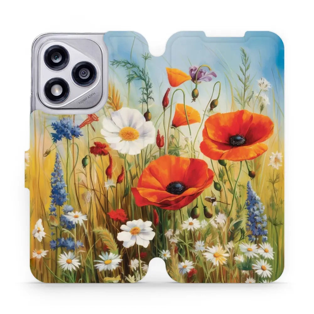 Handyhülle mit klappe für Honor 400 Lite 5G, Mobiwear Book, Wiesenblumen