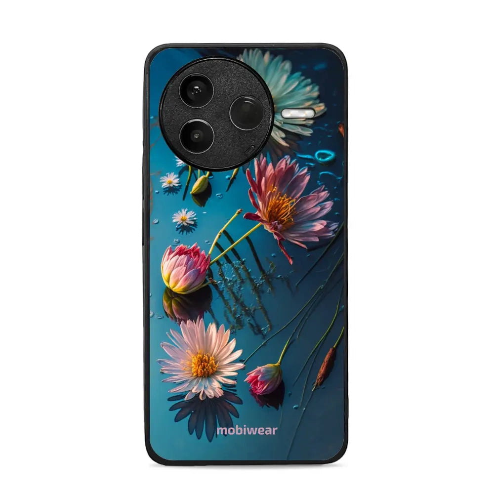 Handyhülle für Xiaomi POCO F7 Pro, Mobiwear Glossy Case, Blau-Blumig