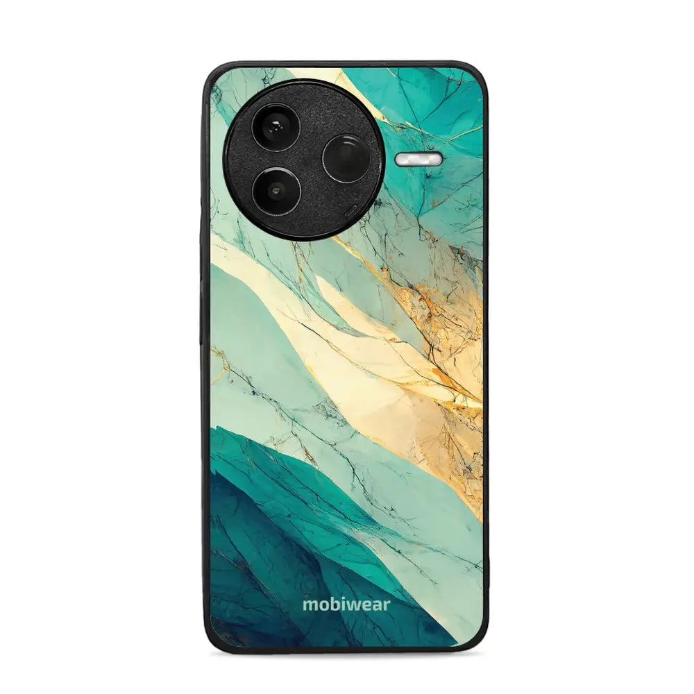 Handyhülle für Xiaomi POCO F7 Pro, Mobiwear Glossy Case, Türkis-Marmor
