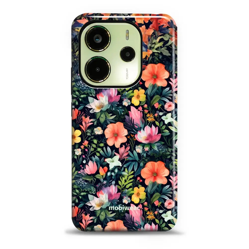 Handyhülle für Xiaomi Redmi Note 14 4G, Mobiwear Elite Pro, Bunt-Blumig