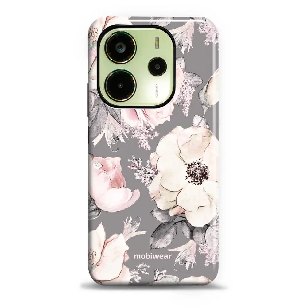 Handyhülle für Xiaomi Redmi Note 14 4G, Mobiwear Elite Pro, Rosa-Blumig