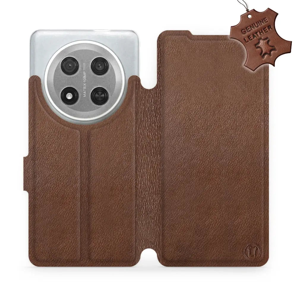 Echtleder Handyhülle für Honor Magic7 Lite, Mobiwear Leather, Braun