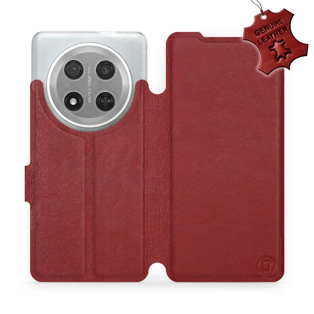 Echtleder Handyhülle für Honor Magic7 Lite, Mobiwear Leather, Dunkelrot