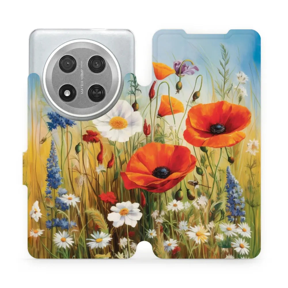 Handyhülle mit klappe für Honor Magic7 Lite, Mobiwear Book, Wiesenblumen