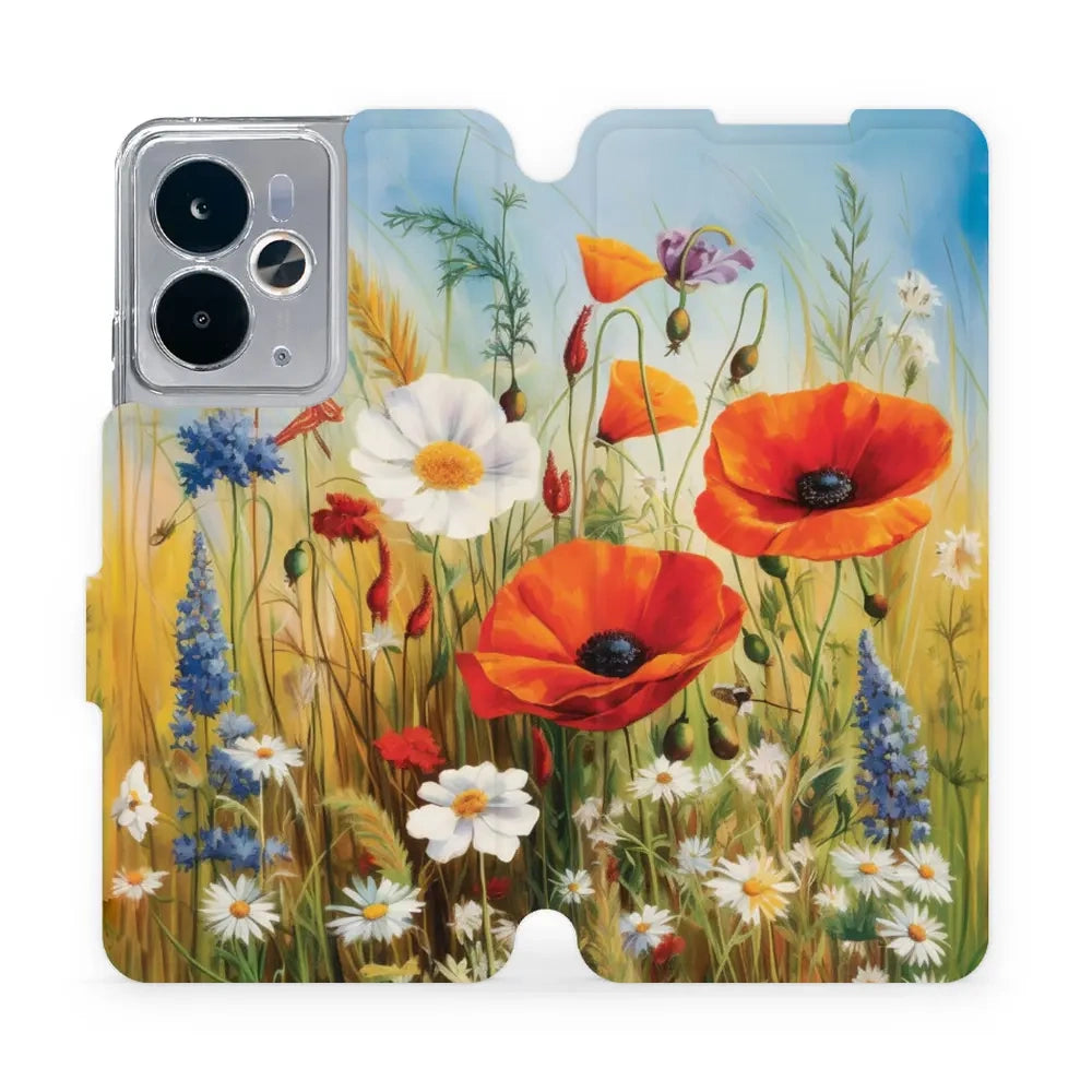Handyhülle mit klappe für Realme 14T 5G, Mobiwear Book, Wiesenblumen