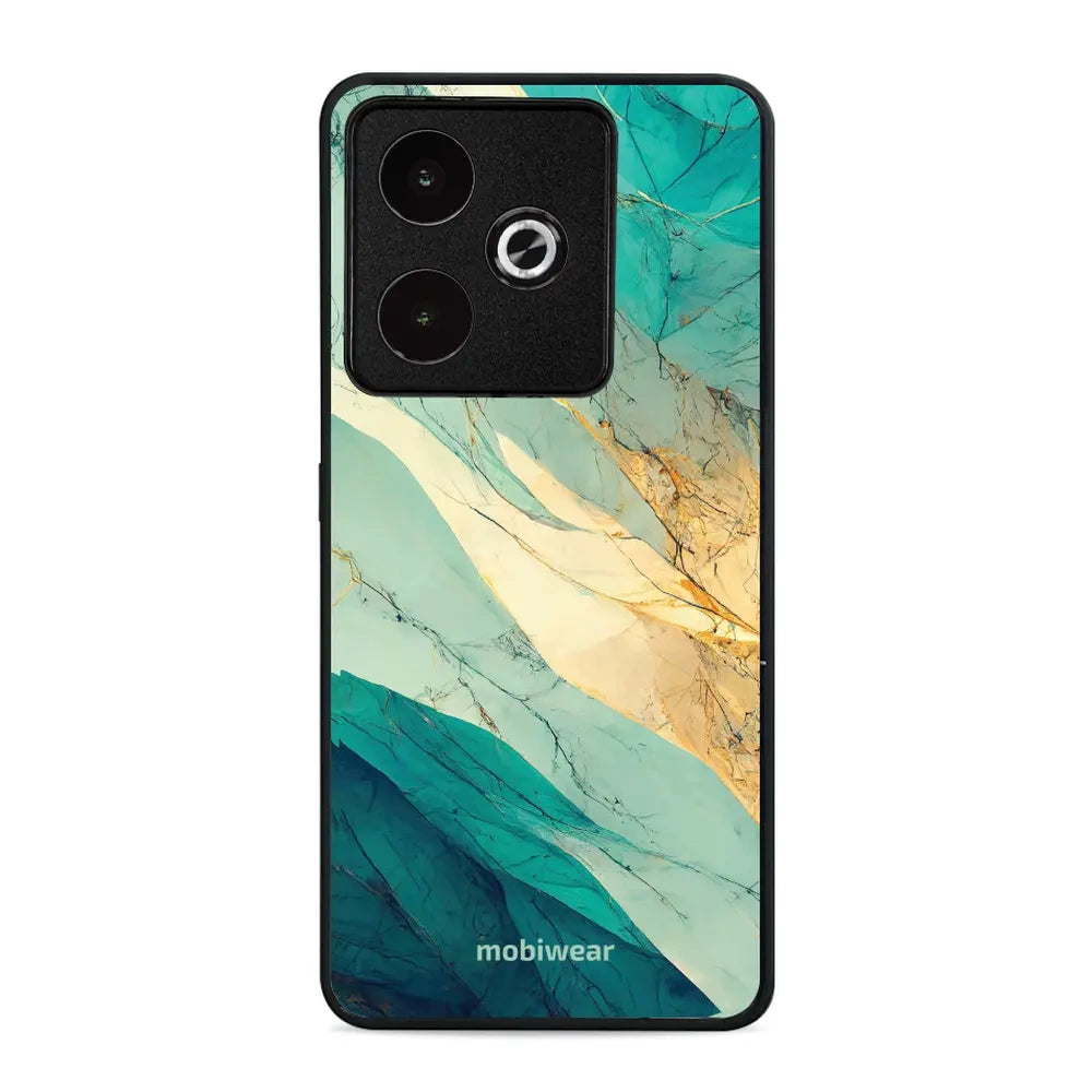 Handyhülle für Realme GT 7, Mobiwear Glossy Case, Türkis-Marmor