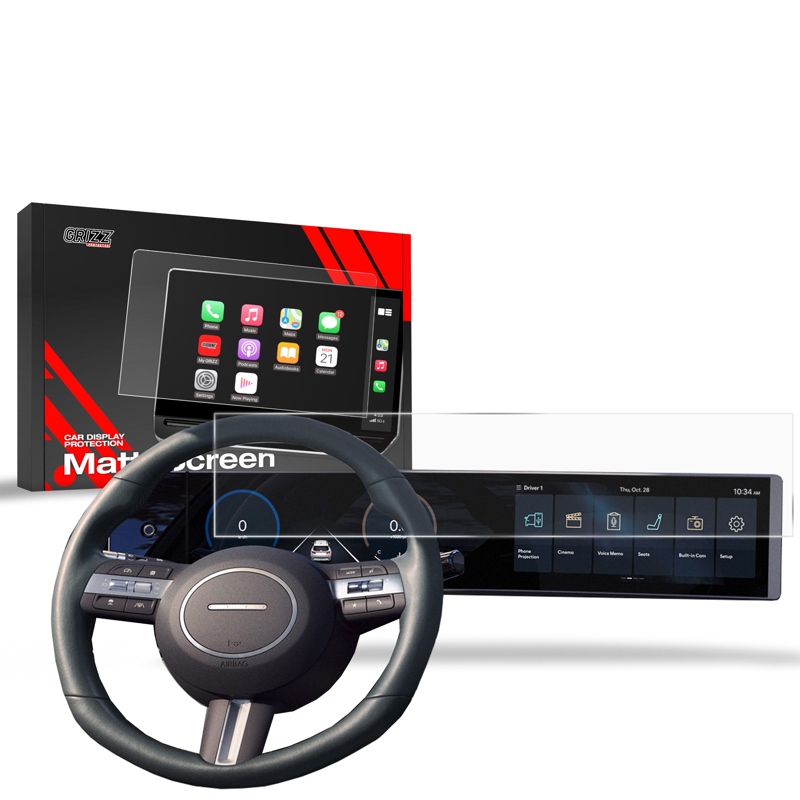 Matte Autodisplayfolie für Hyundai Tucson 12,3" (2024-2025), Grizz Protector