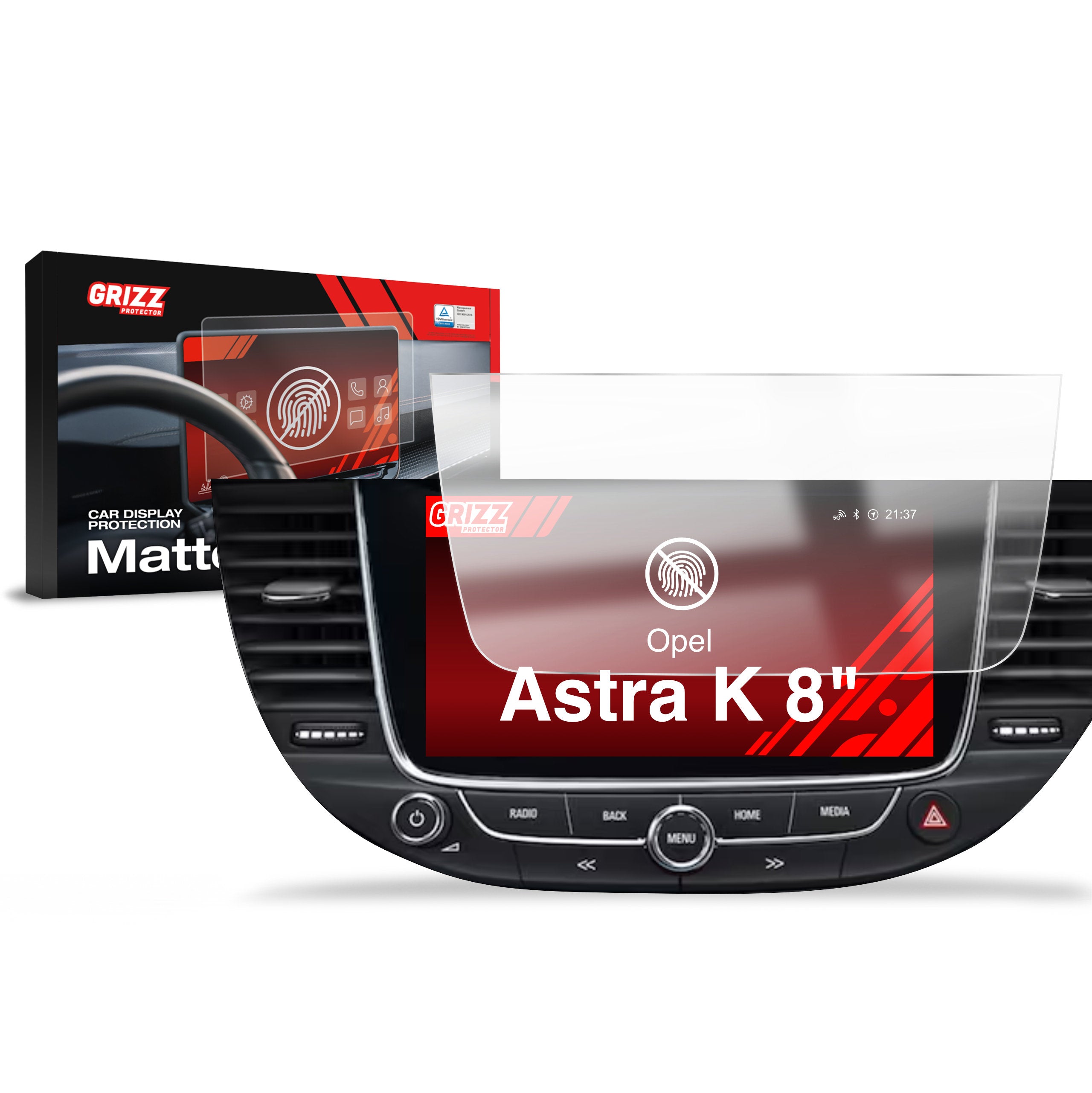 Matte Autodisplayfolie für Opel Astra K 8" (2017-2021), Grizz Protector