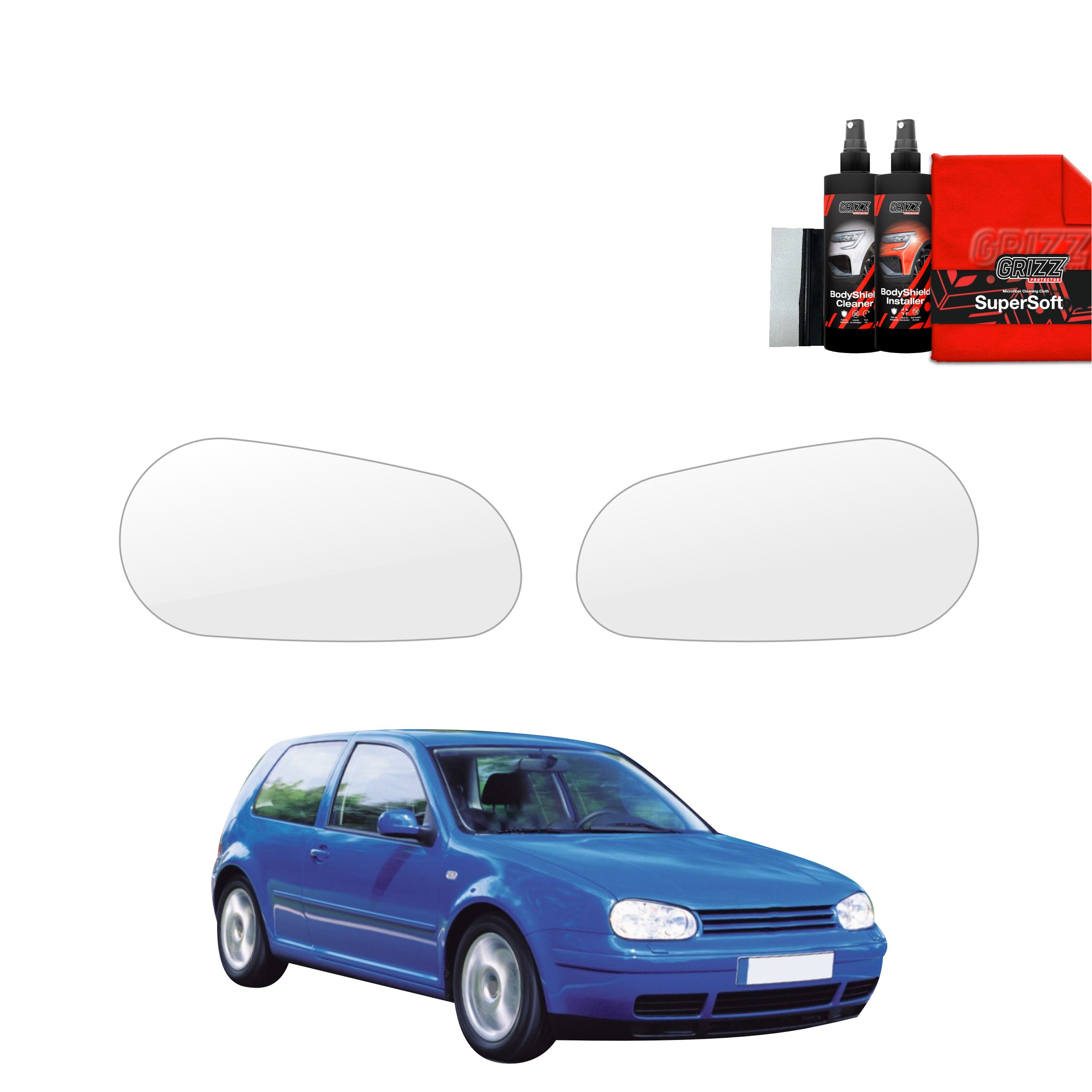 2in1 Schutzfolie Grizz Protector für Scheinwerfer - Volkswagen Golf 4 Hatchback 3D (1997-2003)