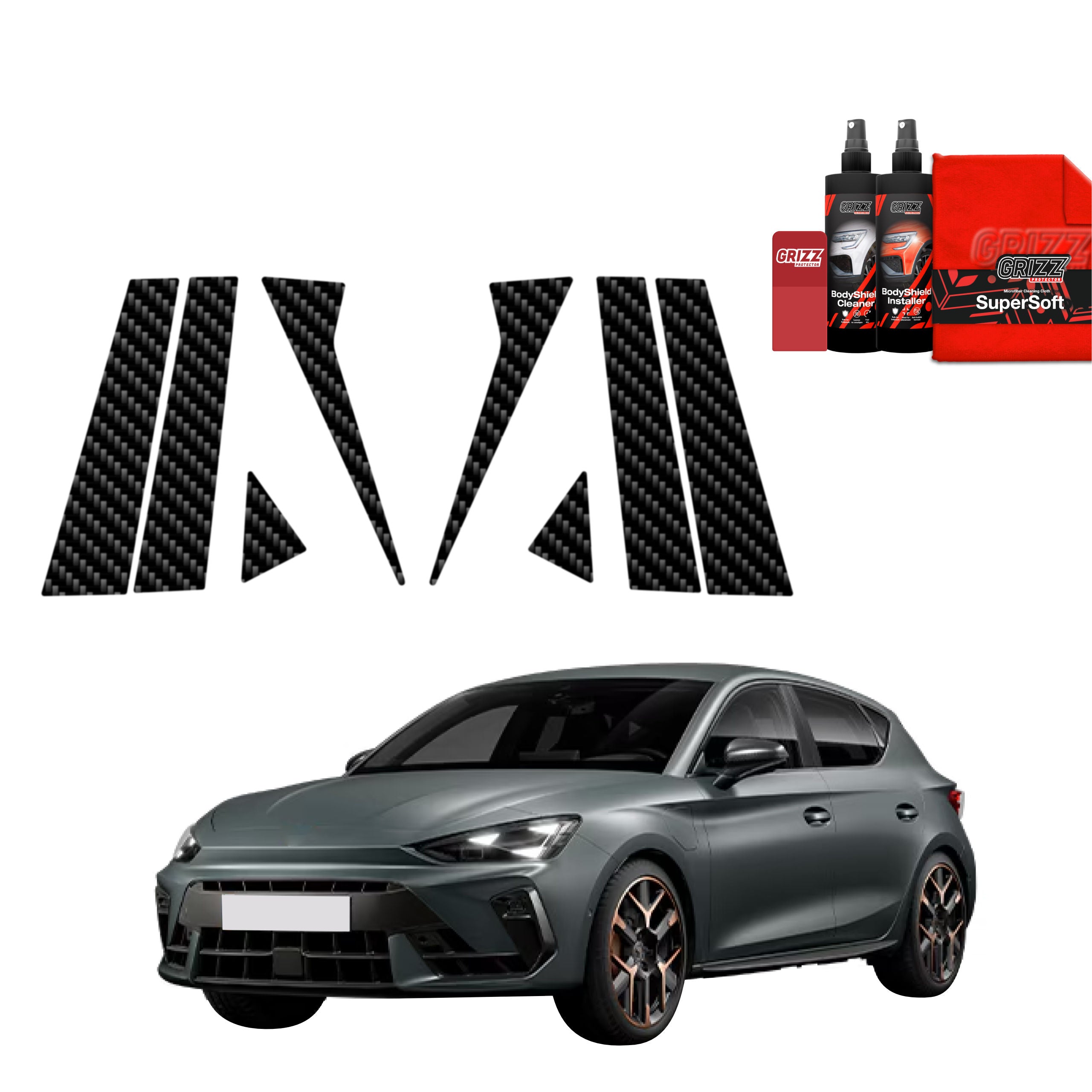 8in1 Kohlenstoff Schutzfolie Grizz Protector für B-C-Säule - Cupra Leon Sportstourer (2024-2026)