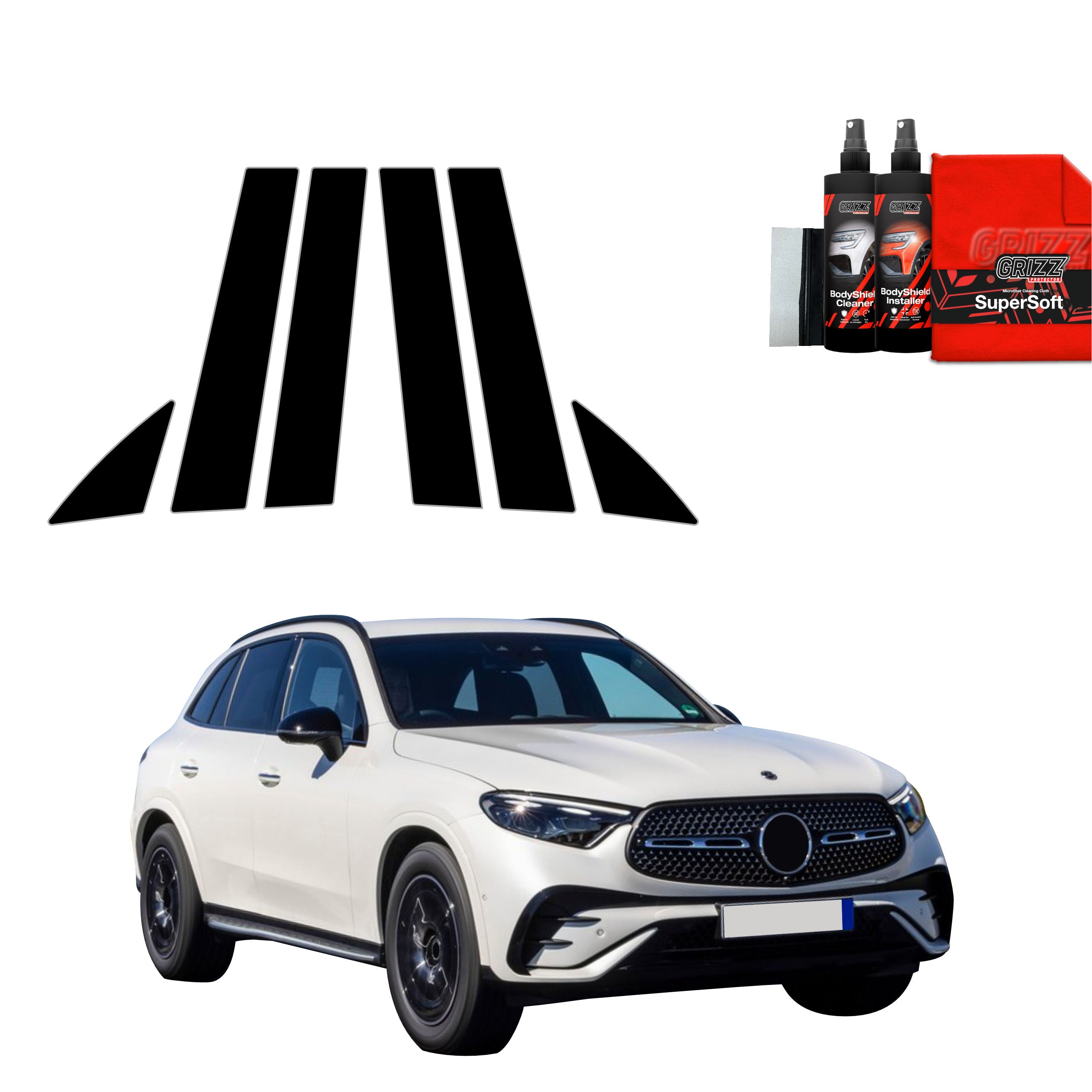 6in1 Schwarze Grizz Protector schutzfolie für B-C-Säule - Mercedes-Benz GLC C254 (2023-2026)