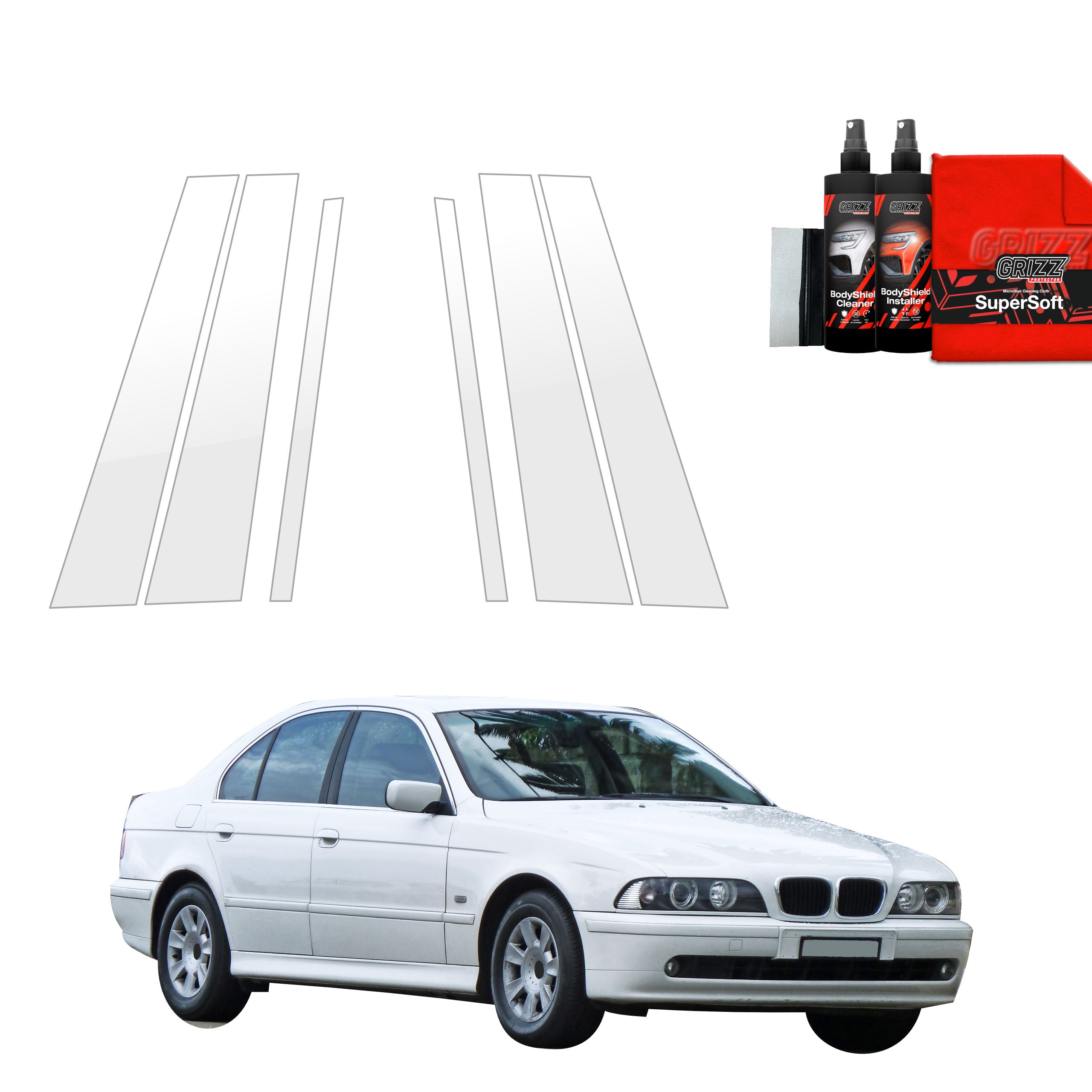 6in1 Schutzfolie Grizz Protector für B-C-Säule - BMW 5 E39 Sedan (1995-2003)