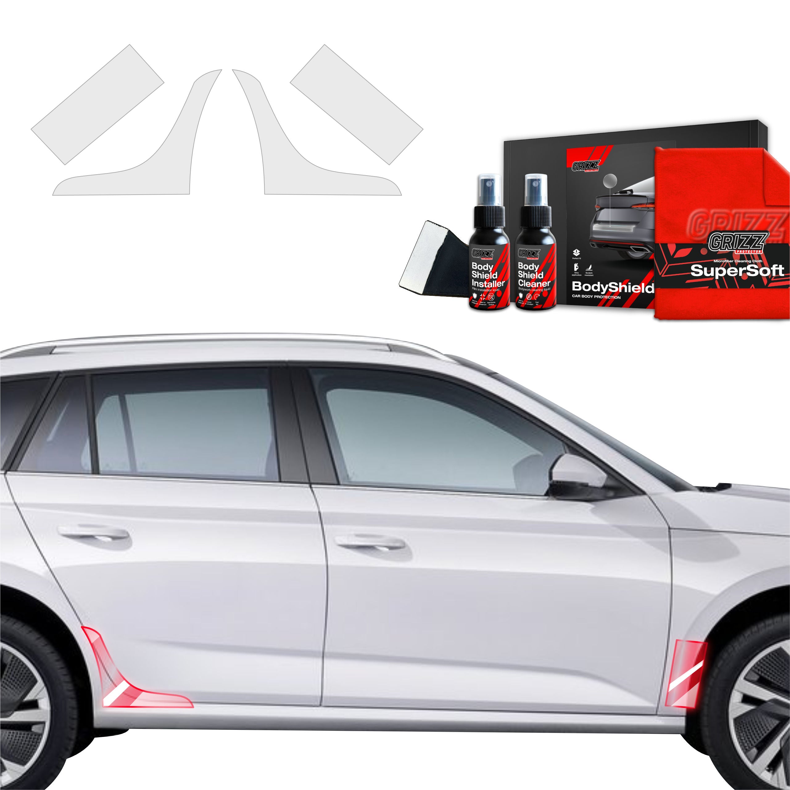 4in1 Schutzfolie Grizz Protector für hinteren & vorderen Seitenschweller - Skoda Kamiq (2024-2026)