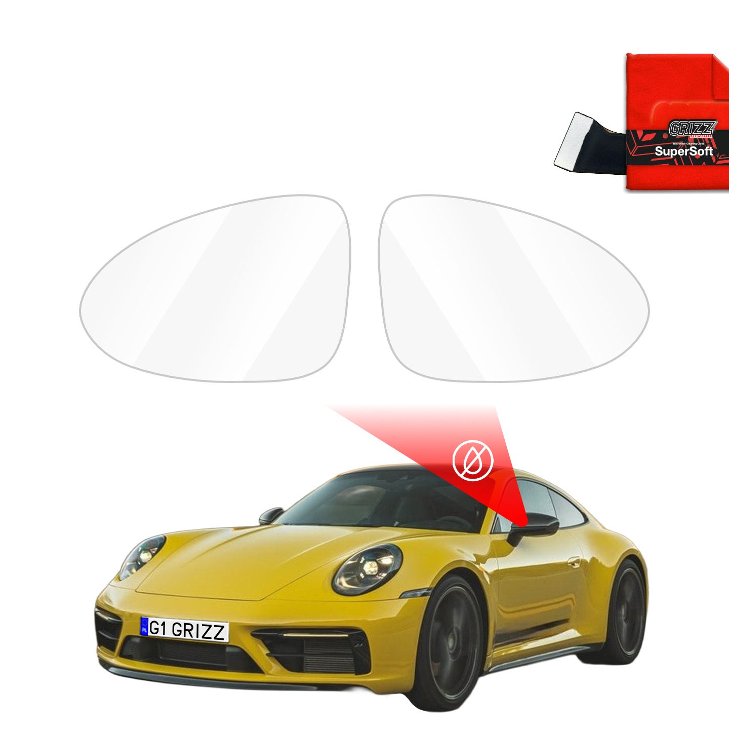Regenschutzfolie Grizz Protector für Außenspiegel - Porsche 911 992 (2024-2026)