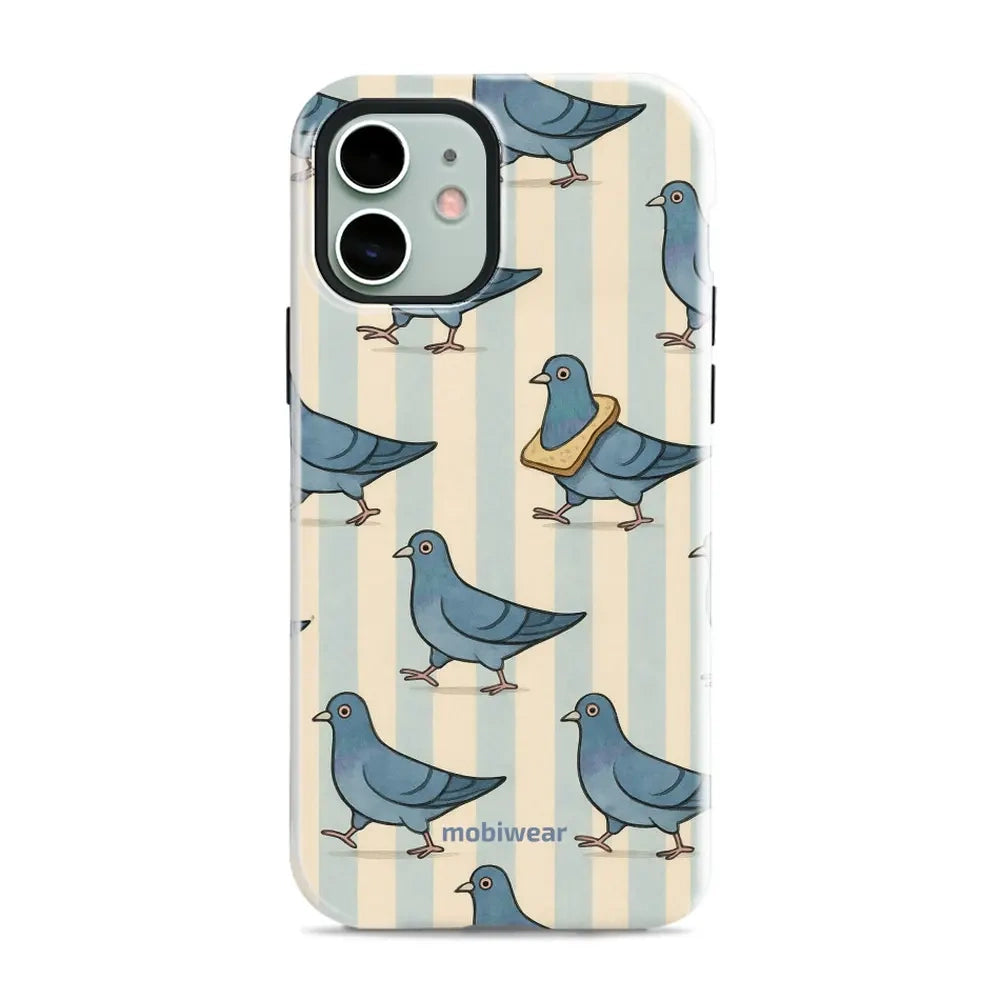 Handyhülle für iPhone 12, Mobiwear Elite Pro, Blaue Tauben