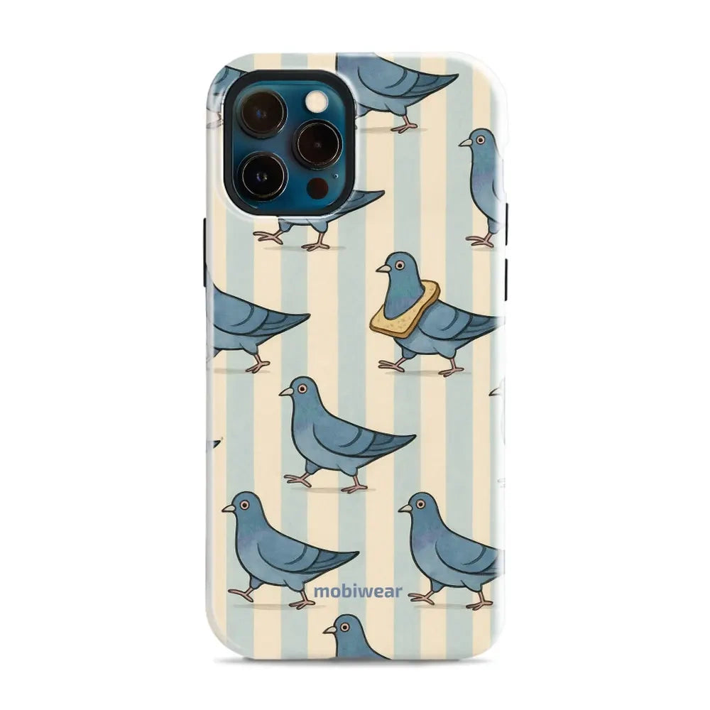 Handyhülle für iPhone 12 Pro, Mobiwear Elite Pro, Blaue Tauben