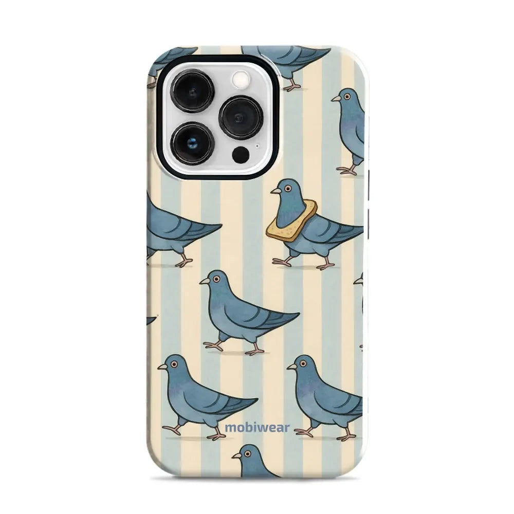 Handyhülle für iPhone 13 Pro, Mobiwear Elite Pro, Blaue Tauben