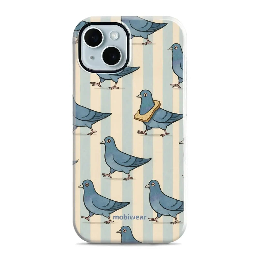Handyhülle für iPhone 14, Mobiwear Elite Pro, Blaue Tauben