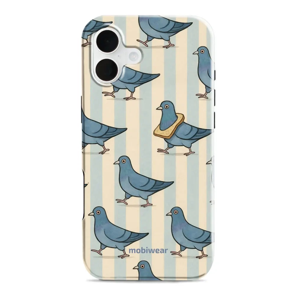 Handyhülle für iPhone 16 Plus, Mobiwear Elite Pro, Blaue Tauben