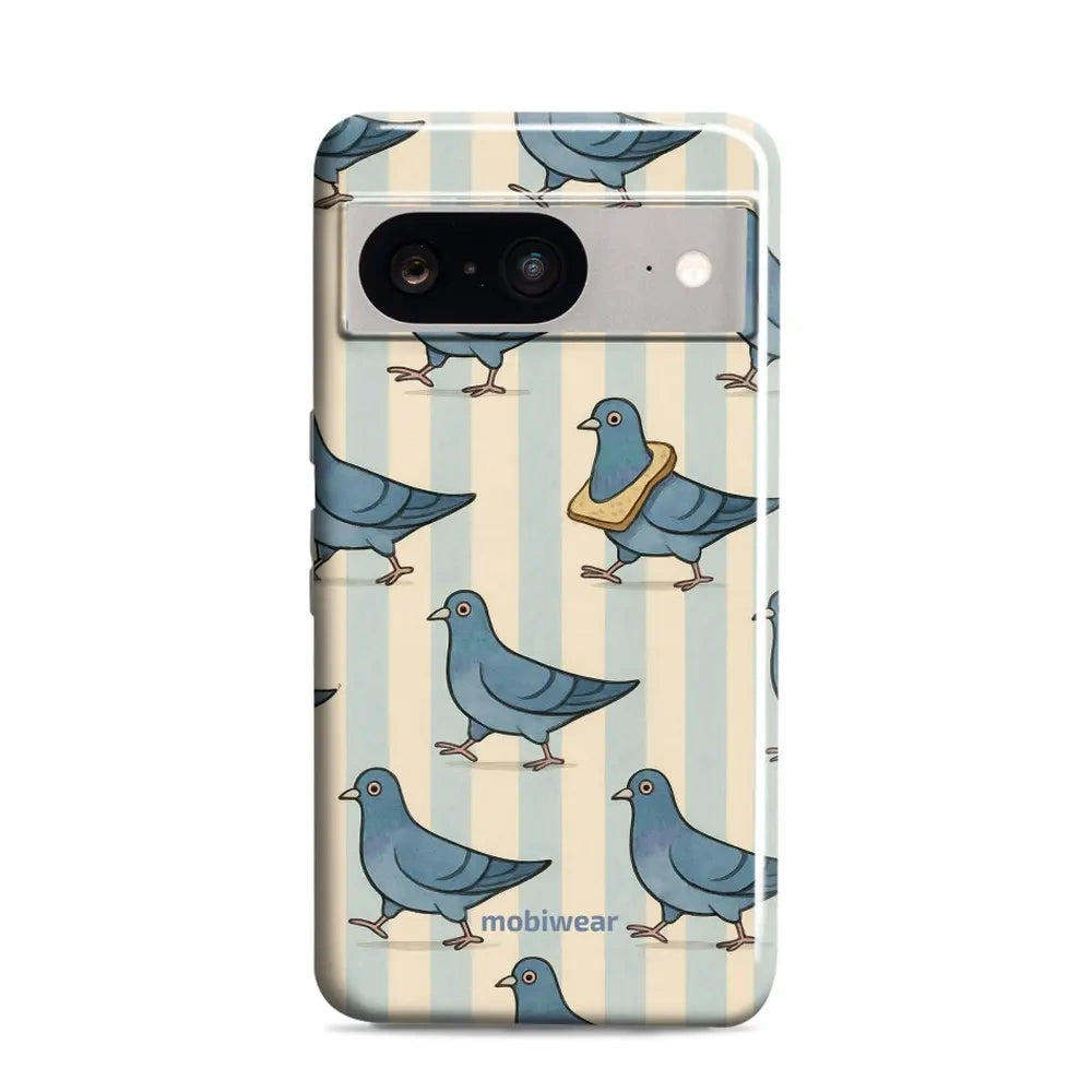 Handyhülle für Google Pixel 8, Mobiwear Elite Pro, Blaue Tauben