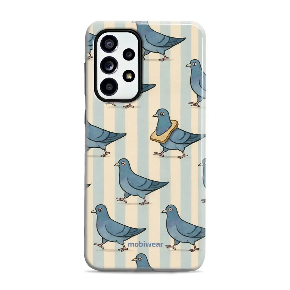 Handyhülle für Galaxy A52, Mobiwear Elite Pro, Blaue Tauben