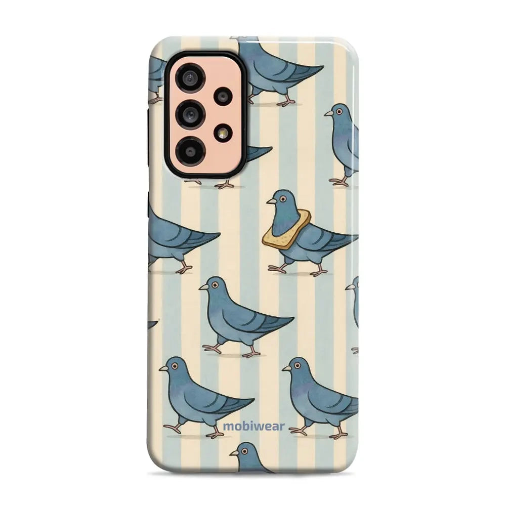 Handyhülle für Galaxy A53 5G, Mobiwear Elite Pro, Blaue Tauben