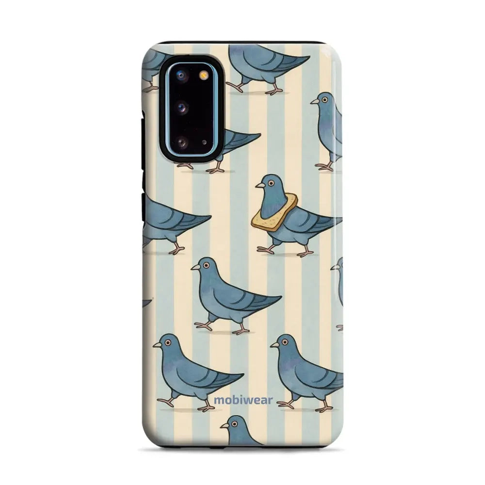 Handyhülle für Galaxy S20, Mobiwear Elite Pro, Blaue Tauben