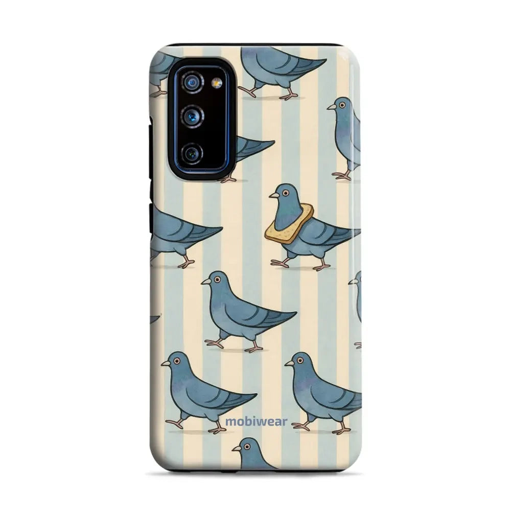 Handyhülle für Galaxy S20 FE, Mobiwear Elite Pro, Blaue Tauben